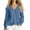 Blue 02, variant on Cute Tops for Women Solid V Neck Long Sleeve Blouse, Bubble Cuff Ruffle Hem Loose Linen Blend Pullover Top, Casual Lightweight Shirt Short Sleeve Shirts for Women