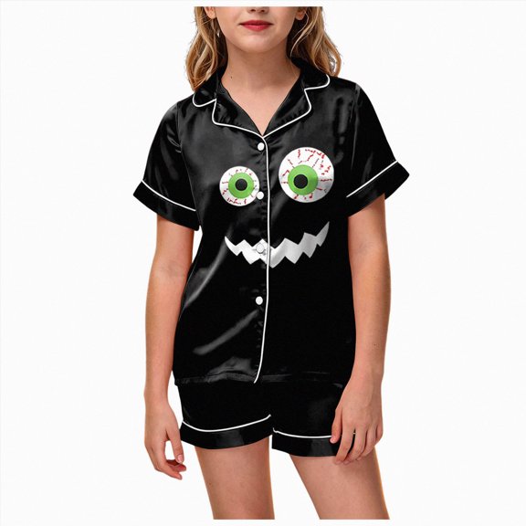 8-9 Years Tween Girls Short Sleeved Top Shorts Home Clothes Halloween Homewear Set Matching Girl Clothing Sets Pj Set For Girls