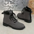thumbnail image 5 of Tawop Womens Winter Boots Low Heel Lace Up Winter Fall Boots, 5 of 8