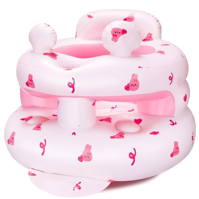 Asiento inflable para bebé ptlruzk rosa con conejo y orejas sonoras