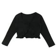 thumbnail image 3 of iiniim Kids Girls' Ballet Dance Wrap Top Cotton V Neck Long Sleeves Cover Up Blouse Black 12, 3 of 7