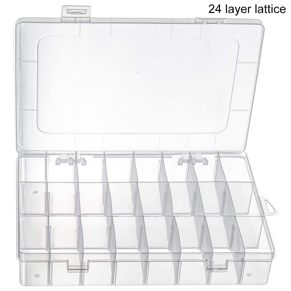 15 Compartment White Storage Box with Moveable Dividers & Semi Transparent Lid 