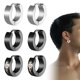 thumbnail image 1 of Pendientes LEEQ para hombre/mujer de acero inoxidable negro plata mate 4 mm/12 mm pendientes clásicos, 1 of 7