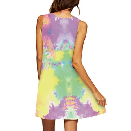 

Red Dresses for Women Valentines Dress for Women Fashion Women s Casual Summer Loose Fit Printed O Neck Sleeveless Dress Summer Savings Women s Dresses Womens Dress Pants Purple S