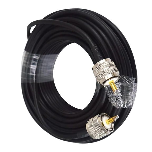 UHF Male to Male Coaxial Cable 50ft Length, 50 Ohm Impedance for Wireless Communication and Antenna Installations