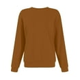 thumbnail image 7 of Rlmidhb 2025 Sweatshirts for Women Basic Brown Long Sleeve Solid Color Long Loose Pullover Tops Round Neck Fleece Sweatshirt, 7 of 7