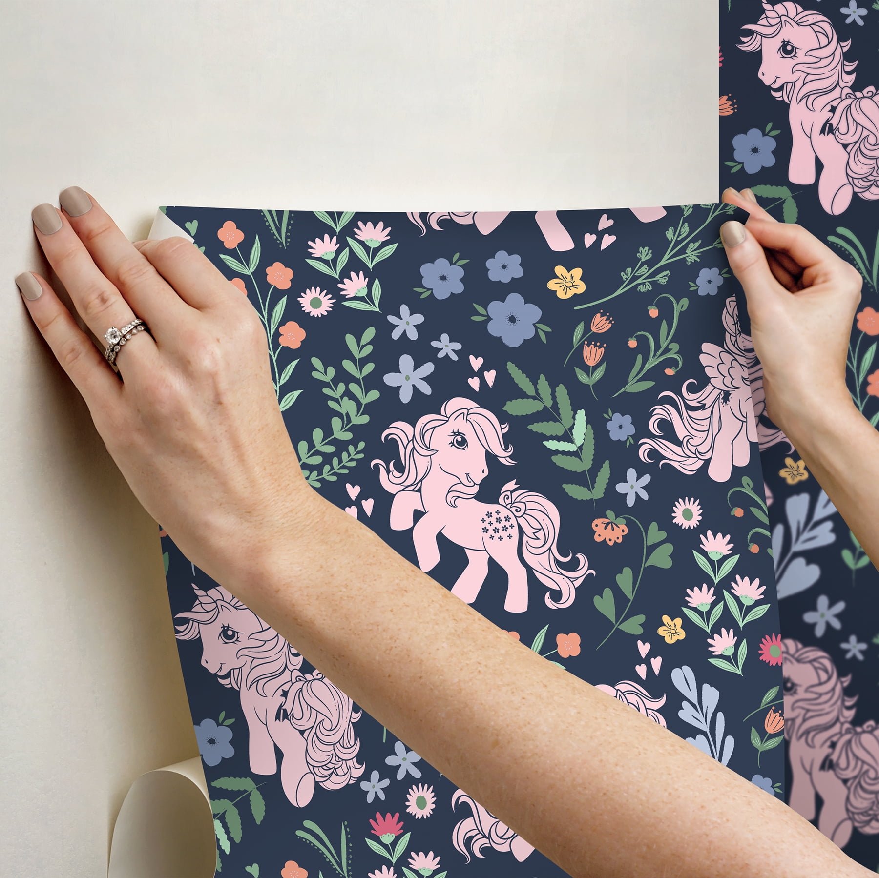 RoomMates My Little Pony Retro Floral Blue Peel and Stick Wallpaper