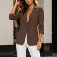 thumbnail image 5 of PBFRDSJ Women's Ruched 3/4 Sleeve Suit Jackets Casual Single Button Open Front Blazer Lightweight Slim Fit Business Office Outfits, 5 of 9