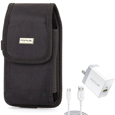 Case Belt Clip & 36W PD Home Charger for Samsung Galaxy S24 Ultra/Plus - Rugged Holster Canvas Cover Fast Type-C 6ft Long Cable USB-C Power Cord for Galaxy S24 Ultra/Plus