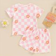 thumbnail image 3 of HCNTES Toddler Girl Outfit Cute Cartoon Printed Ruffle Short Sleeve Tee and Shorts 2 Piece Set 6M 12M 18M 24M 2T 3T 4T Toddler Baby Girls Summer Outfits, 3 of 8