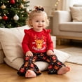 thumbnail image 4 of CAICJ98 My First Christmas Baby Girl Outfit Newborn Ruffle Long Sleeve Romper Flare Pants Set with Headband Infant Fall Winter Clothes, Size 12-18 Months, 4 of 8