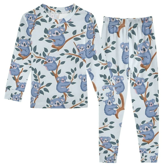 joogoo Cartoon Koalas 2 Piece Long Sleeve Tee and Pants Cotton Pajama Set 5Y