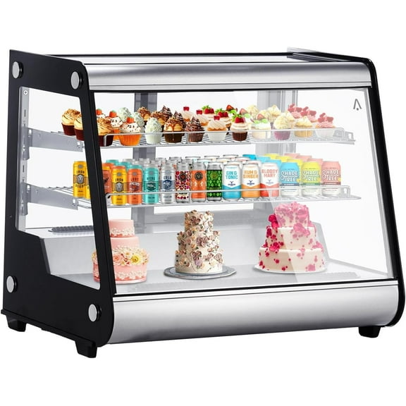 Accreate 5.3 Cu.Ft. Refrigerated Display Case Countertop Pastry with LED Lighting Auto Defrosting Air-cooling