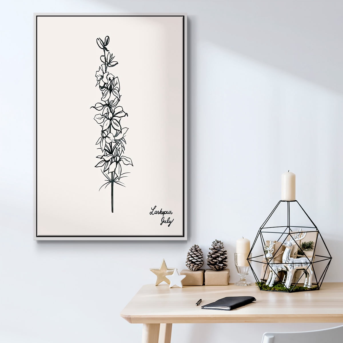 Annual Flowers VII - Framed Gallery Wrapped Holiday Canvas - 27 x 41 - White Frame