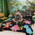 thumbnail image 5 of Erosebridal Kids Cartoon Dino Bedding Comforter Set, Cute Dinosaur King Bedding Sets, Black, 5 of 6