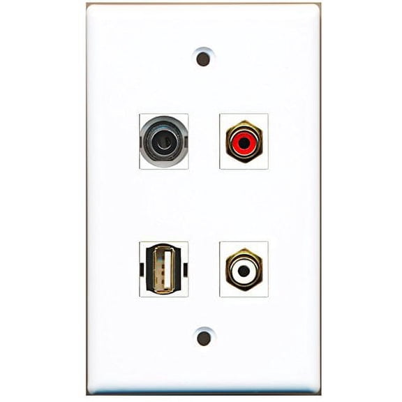 RiteAV - 1 Port RCA Red 1 Port RCA White 1 Port USB A-A 1 Port 3.5mm Wall Plate