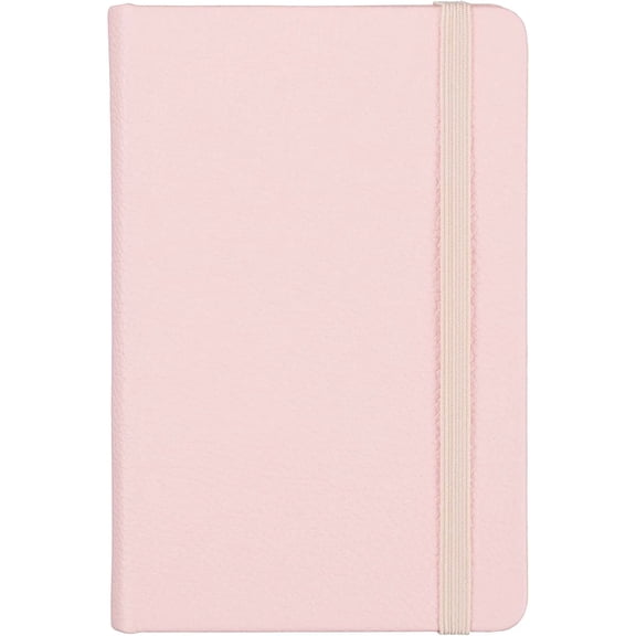 A5 Hardcover Ruled Notebook with PU Leather Cover, Elastic Band Design, 160 Pages, 5.7 x 8.3 Inches, Pink
