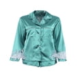 thumbnail image 1 of Femmes Pyjama 2 Pcs Manches Longues Poignets en Plumes Blouse Shorts, 1 of 3