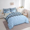 thumbnail image 2 of Castle Fairy Minimalism Stripe Layout 7-Piece Twin Bedding,Retro Lace Accent Bedding Comforter Set,Sky Blue Black,Reversible, 2 of 7