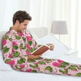 thumbnail image 6 of Naloa Dragon Fruits Men’s Pajamas Set - Long Sleeve Button Down Sleep Shirt and Pajama Bottoms Sleepwear Set-Medium, 6 of 7