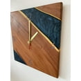 thumbnail image 3 of Square Epoxy Resin Walnut Wood Wall Clock 16 inches, 3 of 6