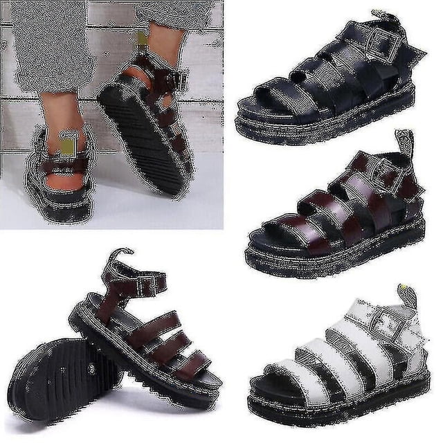 Sandalias gruesas para mujer, suela gruesa, zapatos con plataforma plana con tiras, talla nueva de verano