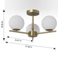 thumbnail image 6 of Better Homes & Gardens 17" Architectural Flush Mount Ceiling Light, Gold Finish Frosted Glass Shades, 6 of 10