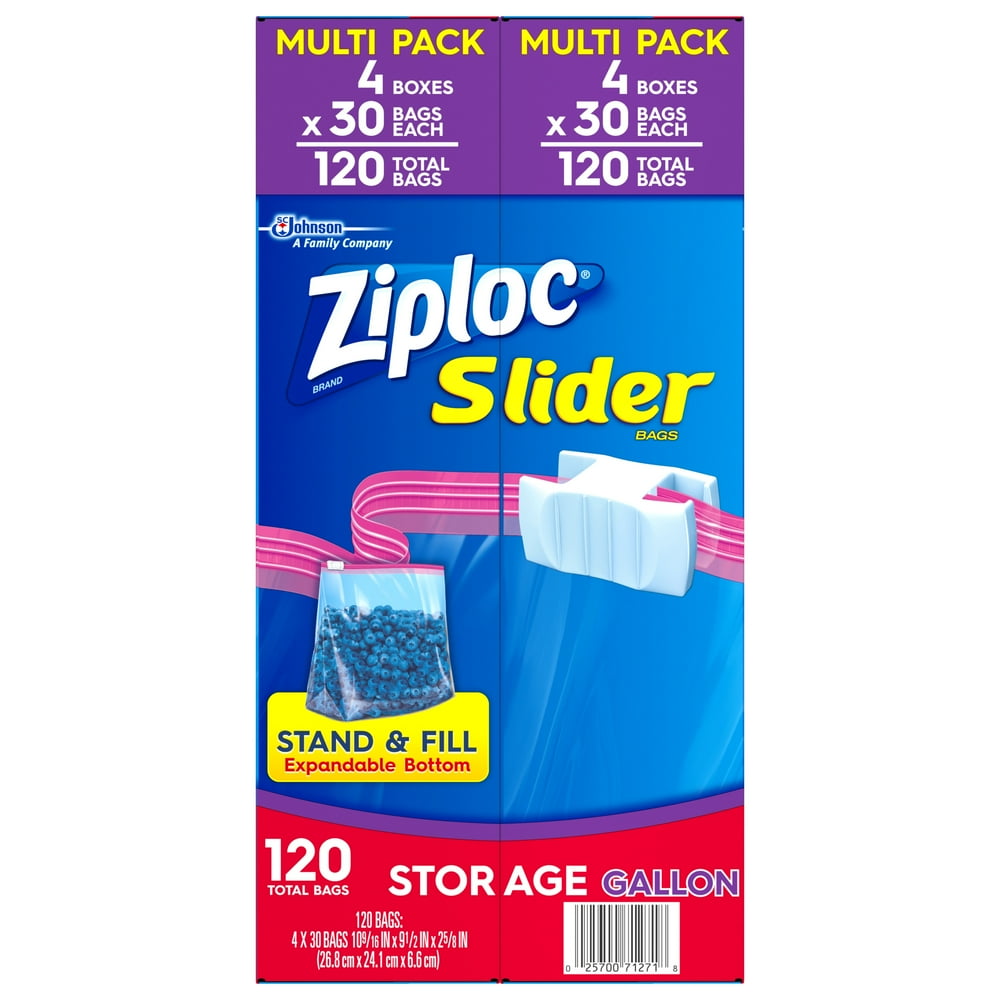 Ziploc Slider Storage Bags, Gallon, 120 count