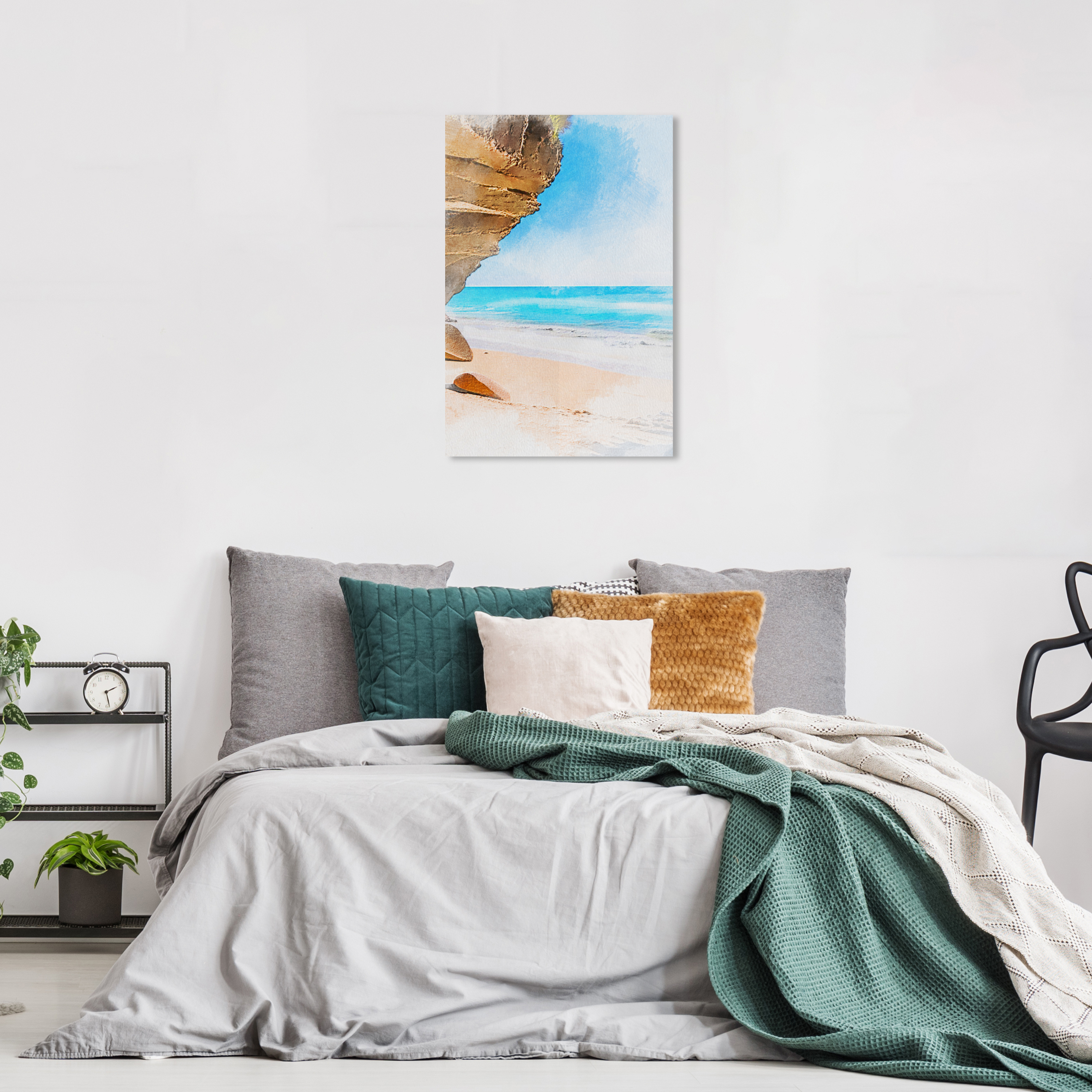 Wynwood Studio Canvas Cliffside Beach Nautical and Coastal Coastal Landscapes Wall Art Canvas Print Blue Light Blue 16x24