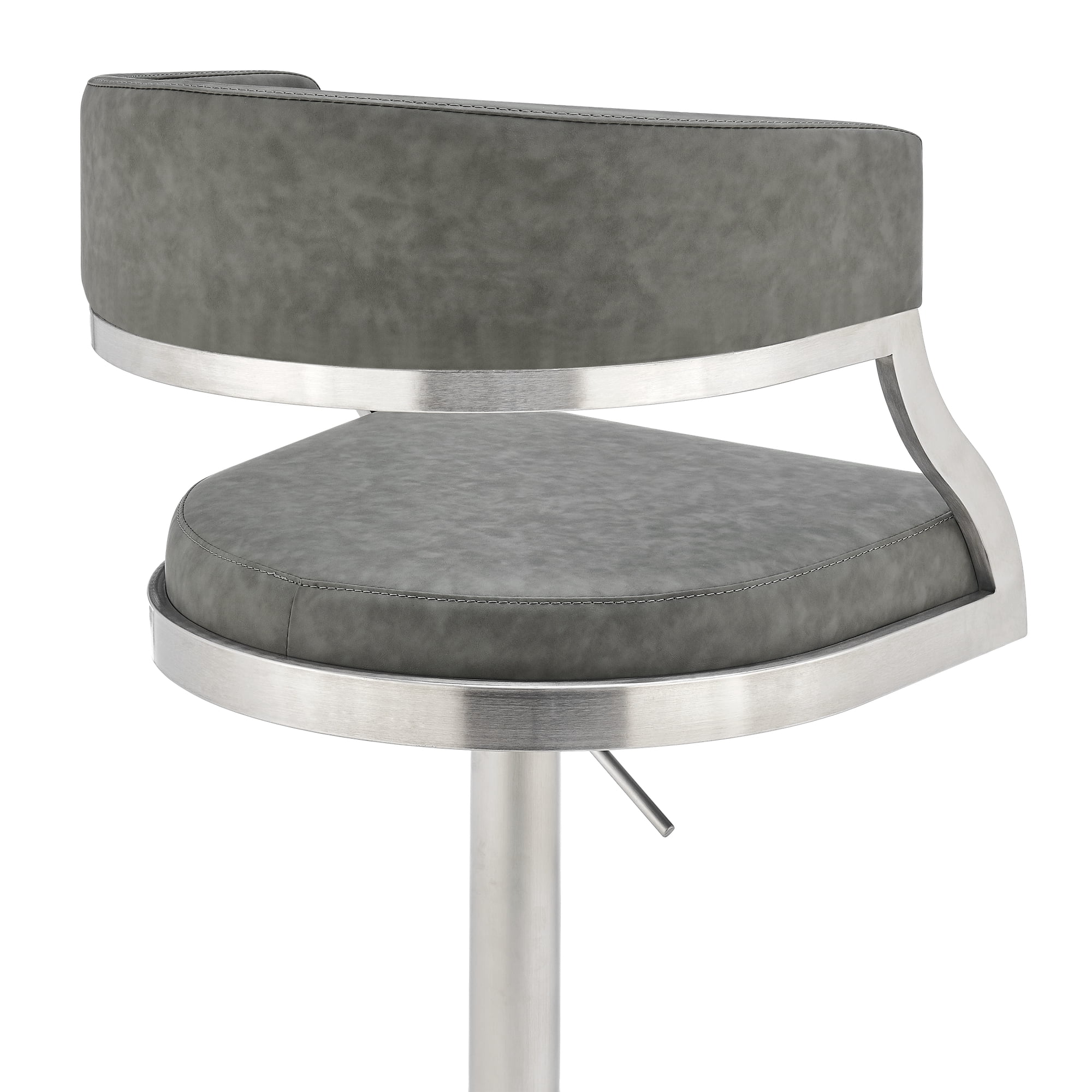 Callie Modern Retro Swivel Metal Adjustable Height Barstool With Faux Leather Seat