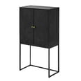 thumbnail image 3 of JERFIT Modern Accent Cabinet with Storage Doors, 31.5 inch Tall Sofa Table Console for Living Room, Bedroom & Entryway, Black Wood Finish, 3 of 10
