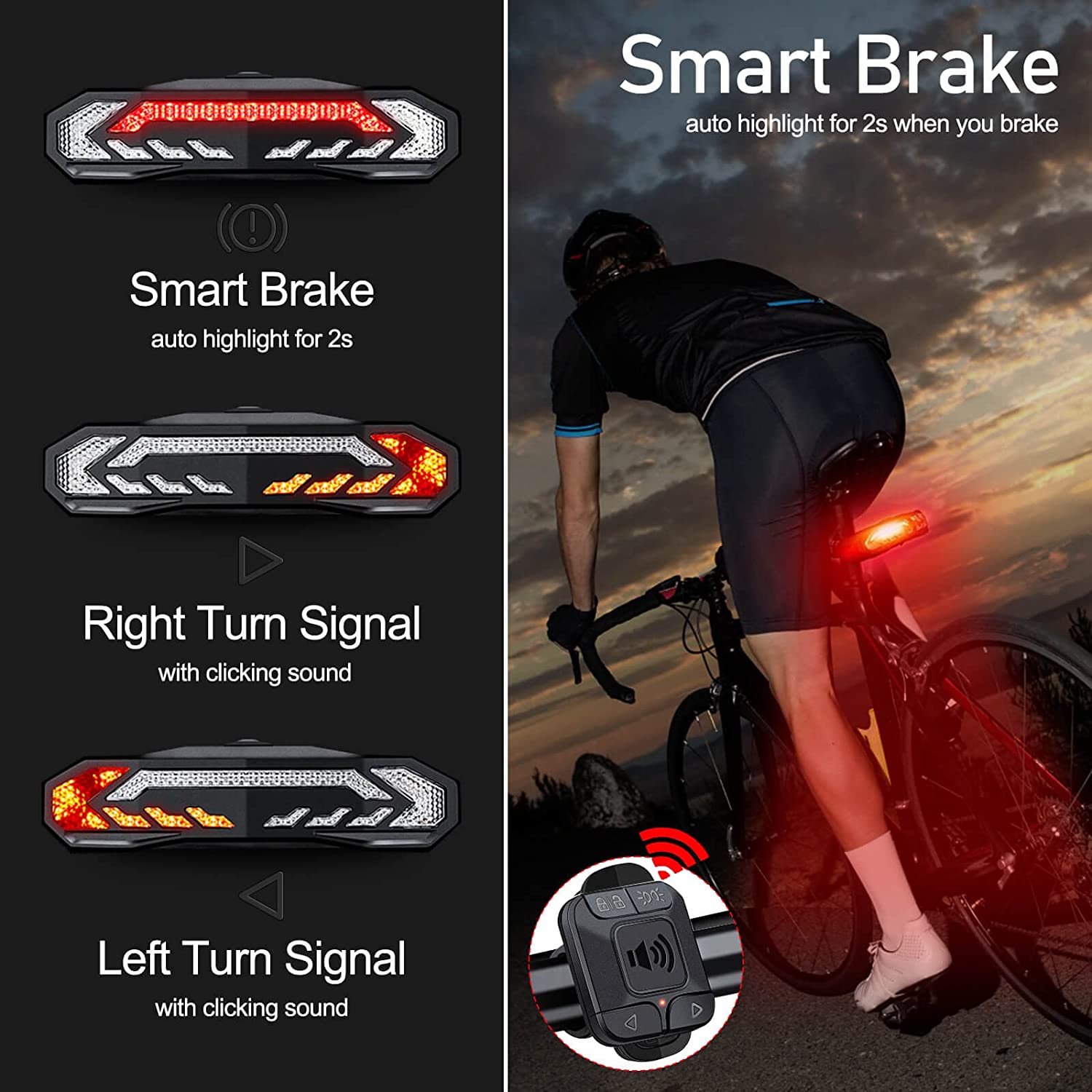 GreenCycle Smart Bike Tail Light with Turn Signals photo 3