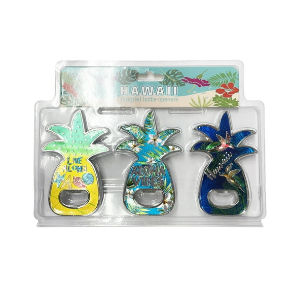 Island Reflections Magnet Bottle Opener, Pineapple 3ct