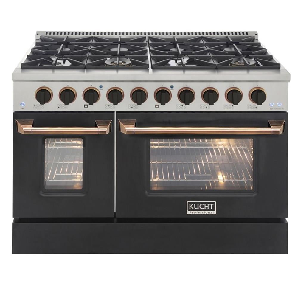 Pemberly Row 48" Stainless Steel Natural Gas Range in Silver/Gold/Black