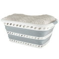 thumbnail image 3 of Laundry 360 24 x 17 x 11in Collapsible and Carrying Handles 40L Plastic Laundry Basket, White and Grey, 3 of 5