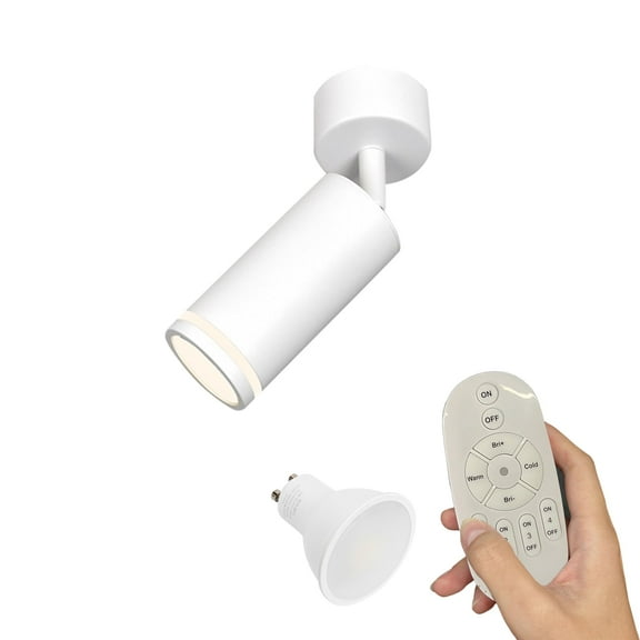 Kiven 1-Light Dimmable Flush Mount LED Ceiling Spotlight,White Directional Spot Lights Indoor, Hardwired Adjustable Accent Light with GU10 Socket for Plants, Painting, 2700-6500K,XDD906