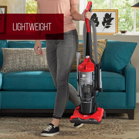 DIRT DEVIL POWERMAX UPRIGHT VACUUM CLEANER, BAGLESS, POWERFUL SUCTION, FOR HARD FLOOR AND CARPET, EXTENDED REACH, CREVICE TOOL, UD70111V, RED