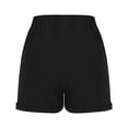 thumbnail image 5 of Summer Clearance 2025! Womens Plus Size Pants,Women's Summer Cotton And Linen Solid Color Ruffled Loose Button Shorts With Pockets, 5 of 5