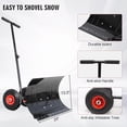 thumbnail image 5 of Snow Shovel for Driveway, Wheeled Metal Snow Pusher Plow with Large 29” x 16.5” Adjustable Angle Blade (Single Rod), 5 of 6