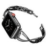 Metal+diamonds watchband bracelet Compatible with Apple Watch Band 38mm 40mm 41mm 42mm 44mm 45mm Iwatch SE Series 7/6/5/4/3/2/1 Women Dressy Jewelry Stainless Steel Accessories Wristband Strap