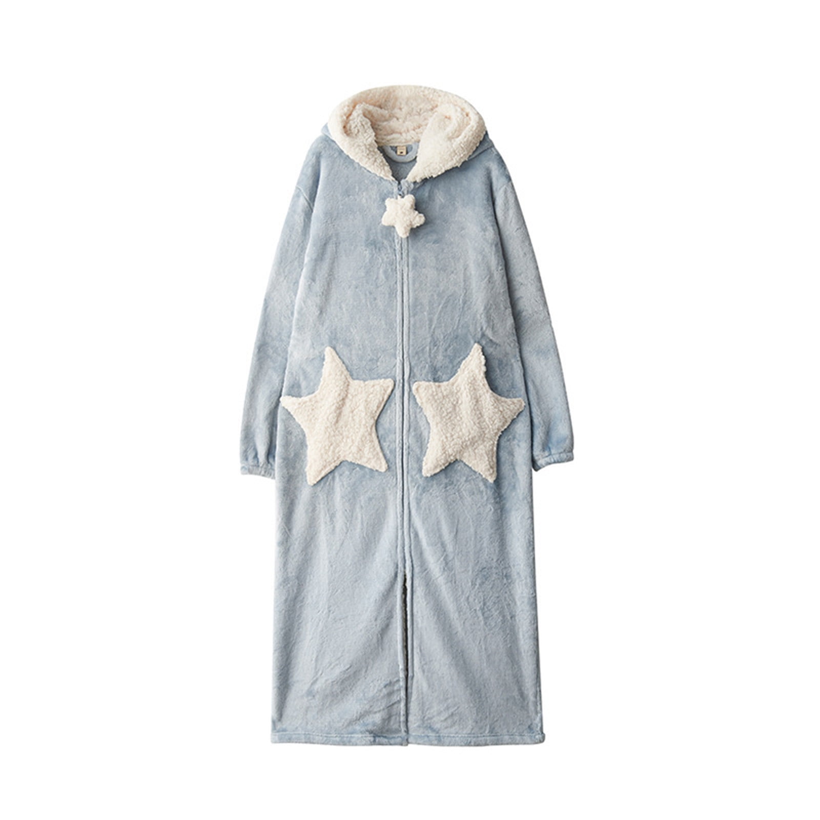 BONIXOOM Christmas Pajamas For Women Matching Christmas Pajamas Sleepwear Belt Long Sleeve Sleep Dress Solid Blue L