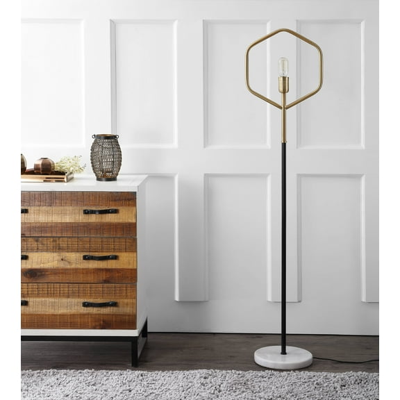 Safavieh Mave 57 in. H Hexagon Glam Floor Lamp, Gold/Black