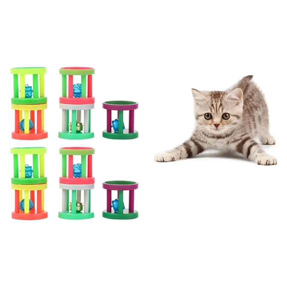 BESTSKY Cat Toys Bell Ball Cylinder Shape,Colorful Interactive Cat Toy Ringing Roller for Indoor Adult Cats and Kittens