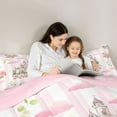 thumbnail image 4 of Homewish Princess Castle Twin Bedding Sets 7-Piece for Kids Children Teens,Floral Flowers Rose Bedding Comforter Set Microfiber,Geometric Stripes Breathable Sheet Sets,Ultra Soft Home Decor, 4 of 8