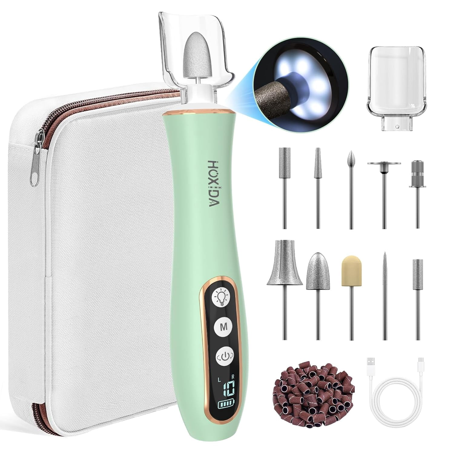 Banral Cordless Nail Drill Kit with LED Light, 10-Speed Manicure & Pedicure Set for Thick Toenails & Cuticle Care, Includes Case