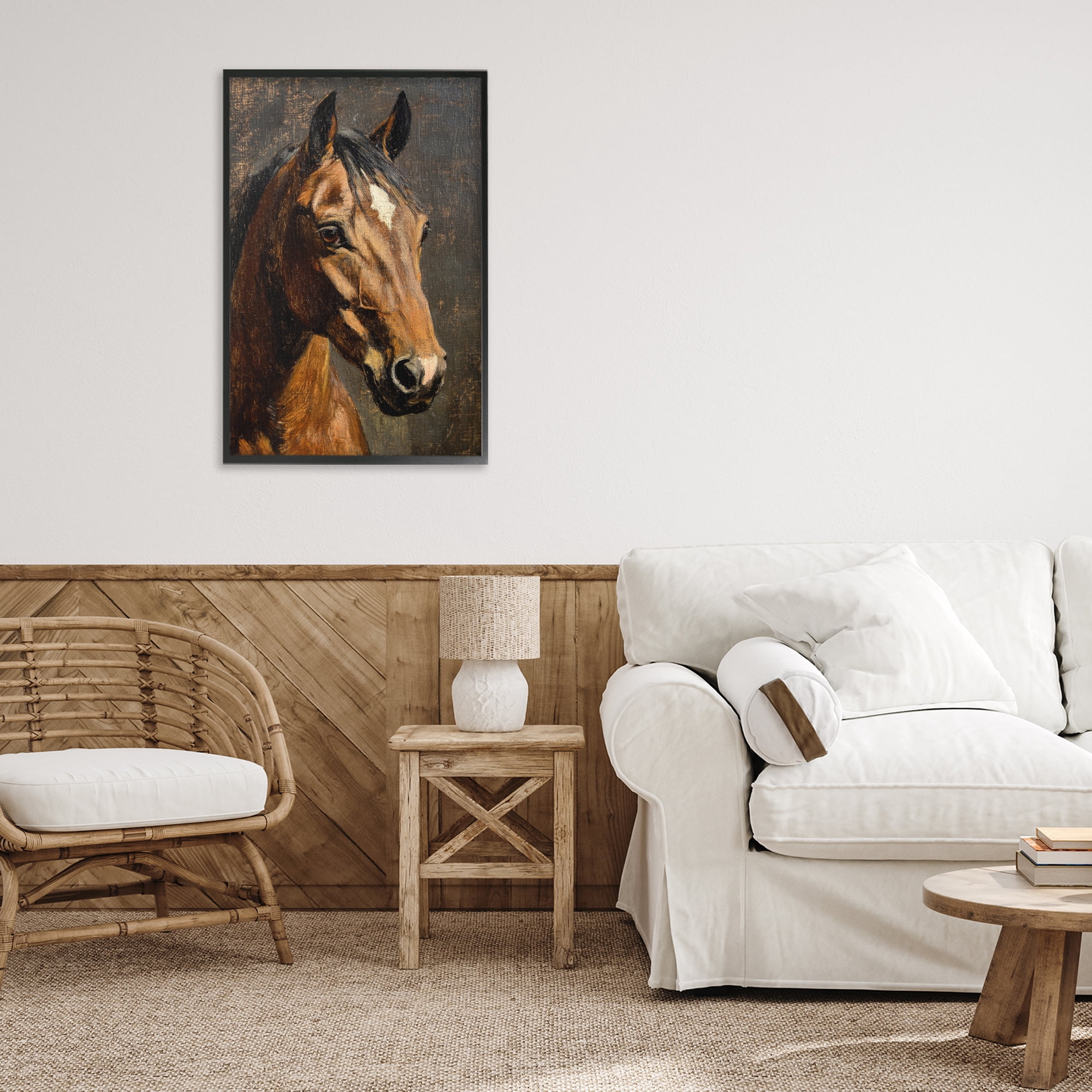 Stupell Industries Horse Portrait Study Black Framed Giclee Art, design by Petal Prints Design