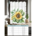 thumbnail image 6 of No Hook Cloth Fabric Shower Curtain with Snap in Liner, Sunflower Waterproof Shower Curtains Set with See Through Top Window, Spring Budding Flowers Seasonal Botanical Bath Curtains Shower 48"x72", 6 of 6