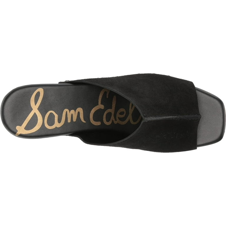Sam Edelman Josselyn Black Squared Open Toe Slip On Studded Block Heeled Sandals Black 5 Walmart