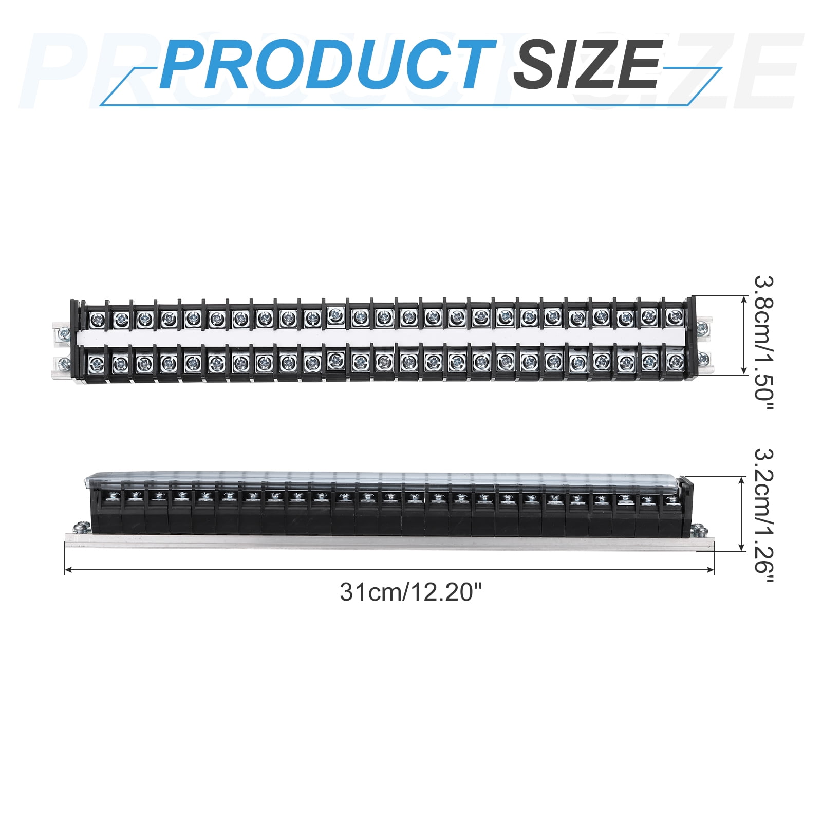 2 Pcs Barrier Terminal Strip Block 660V 20A Dual Rows 25 Positions Rail Base Screw Connector(The Shell Is Made of Flame Retardant and Heat Resistant Material)
