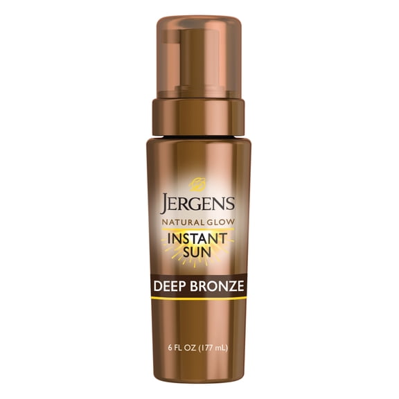 Jergens Natural Glow Instant Sun Sunless Tanning Mousse, Self Tanner Deep Bronze Tan, 6 fl oz